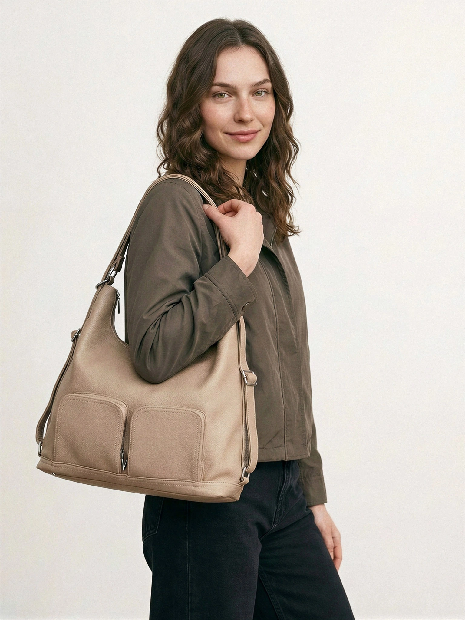 Сумка-шоппер  с декоративным пуллером со стразами в ассортименте